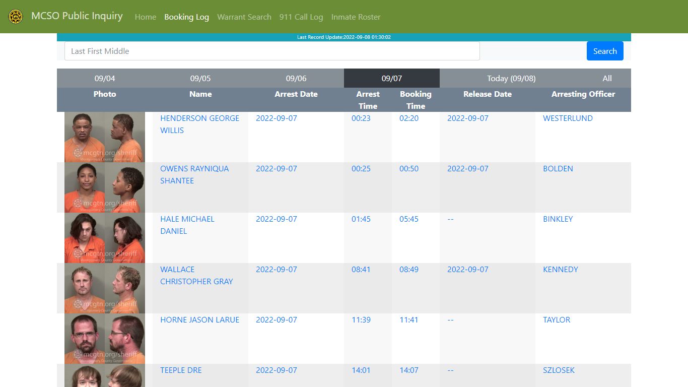 MCSO Public Inquiry: Booking Log - api.mcgtn.org