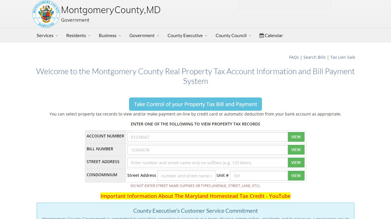 Montgomery County Maryland Real Property Tax - Online Check Payment